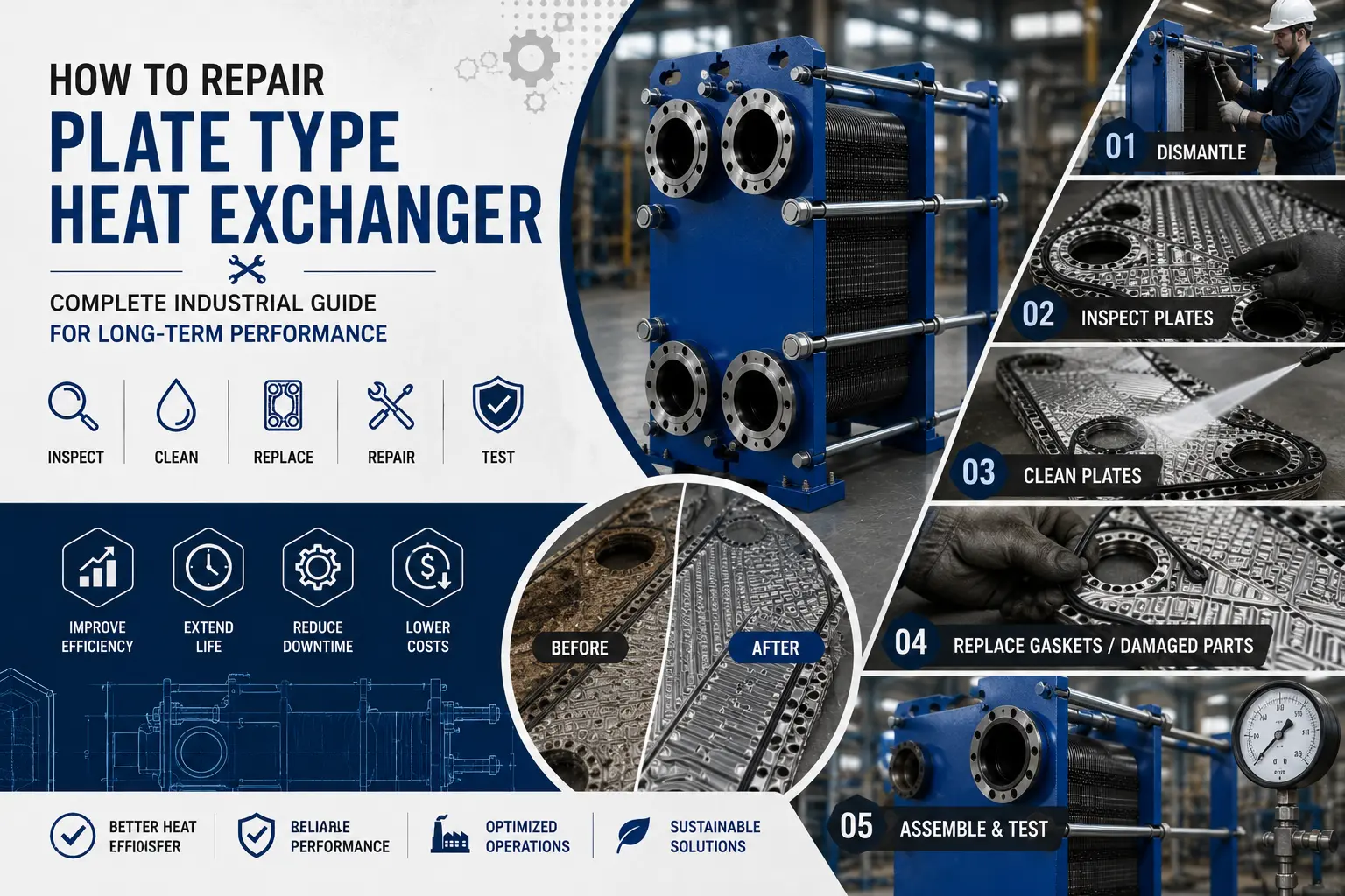 How to repair plate type heat exchanger industrial maintenance process