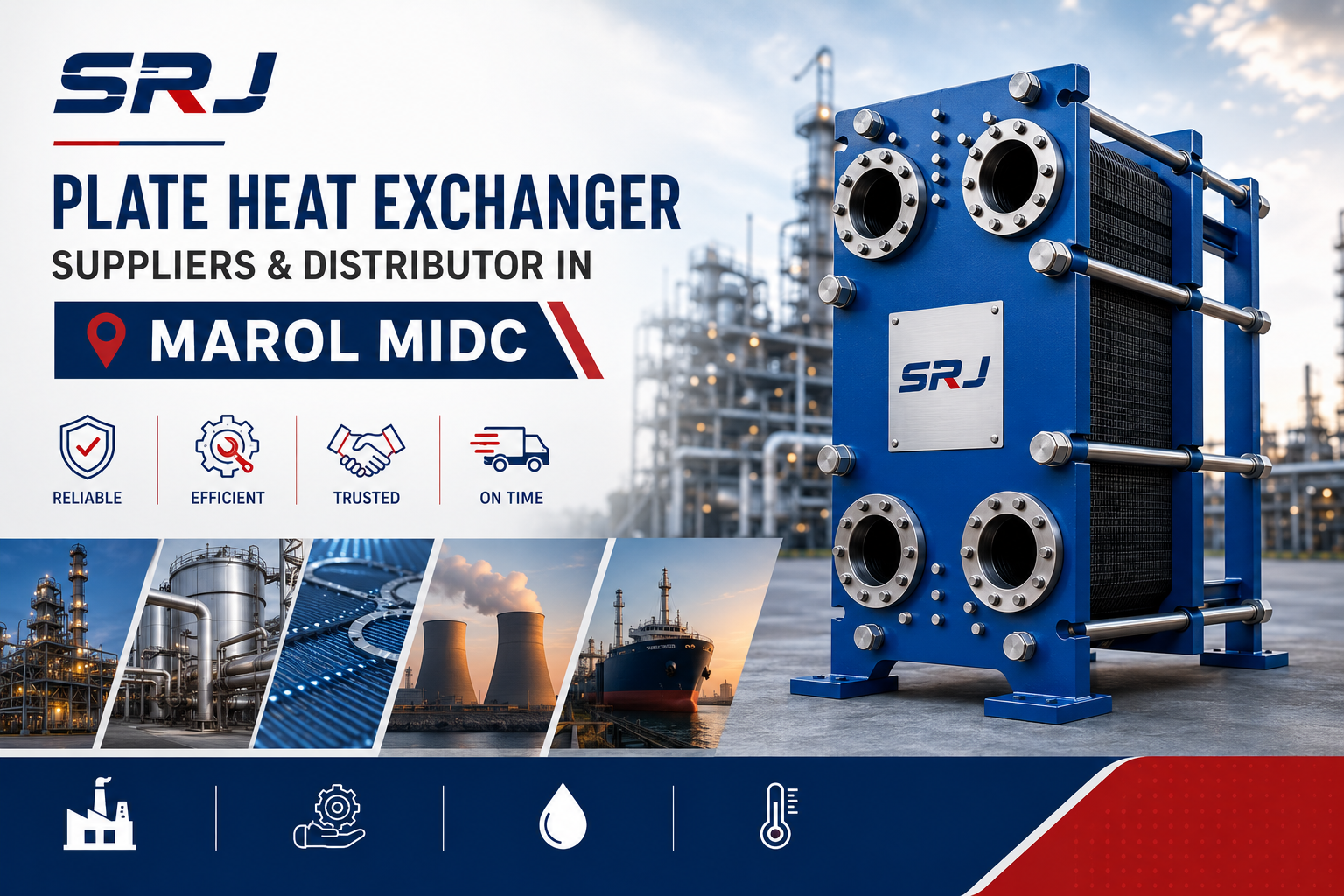 SRJ Heatt Exchangers India — plate heat exchanger suppliers in Marol MIDC supplying PHE plates and gaskets for industrial plants