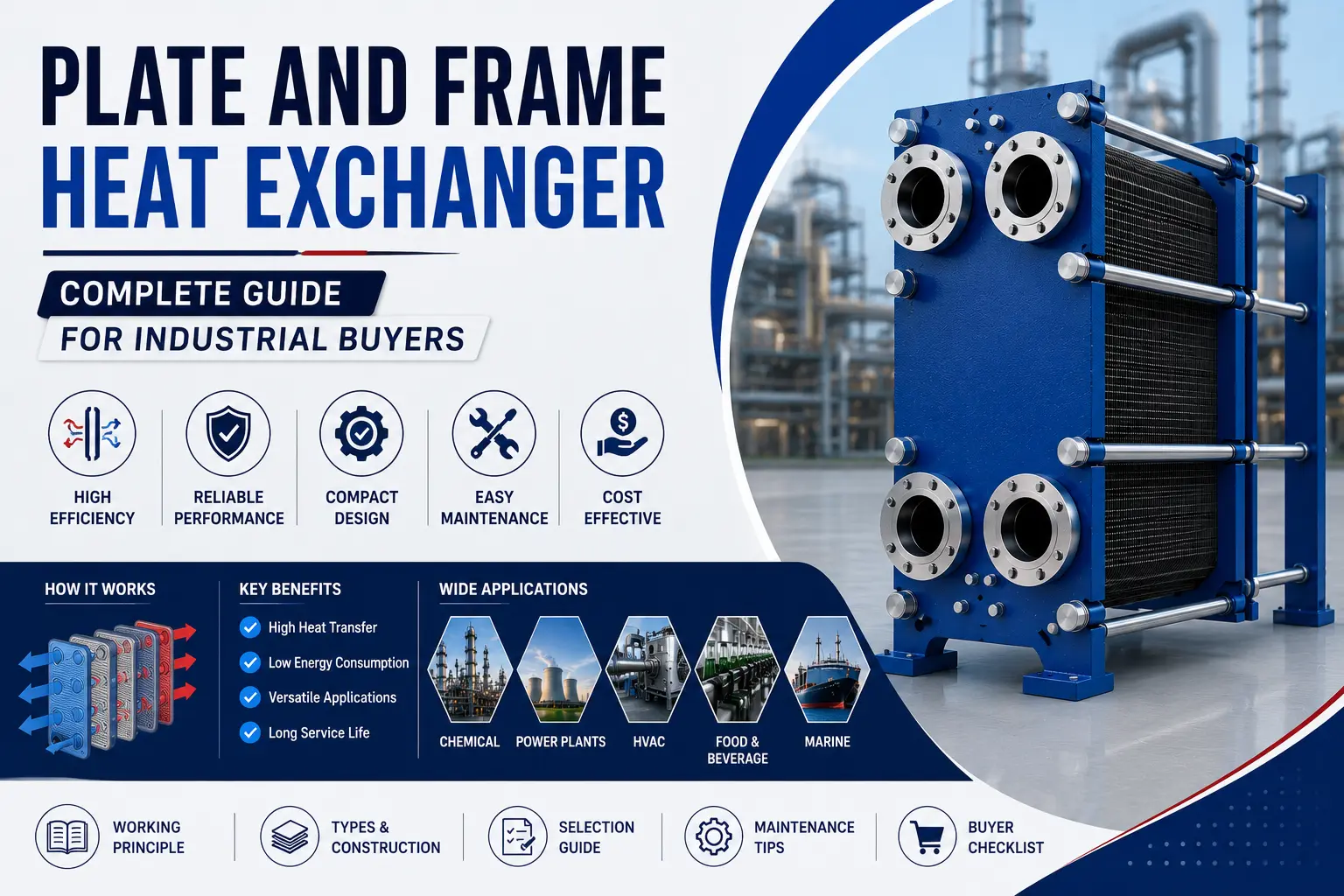 Plate and frame heat exchanger – SRI gasketed unit with corrugated plates and tightening bolts