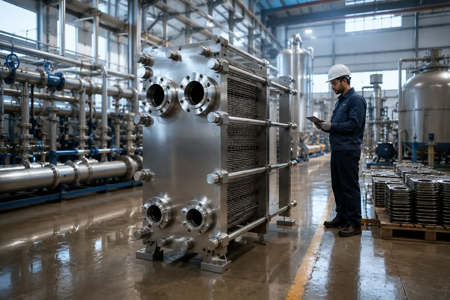 Stainless steel plate heat exchanger plates in Sangli manufacturing facility