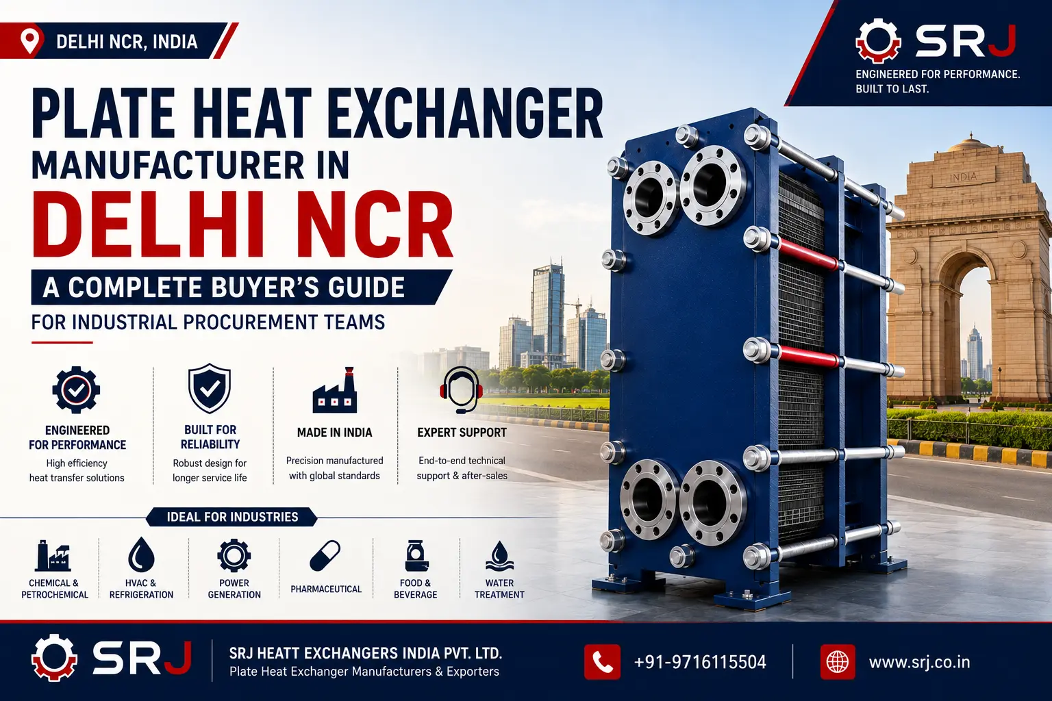 Industrial plate heat exchanger manufactured for dairy, chemical, pharma and HVAC industries across Delhi NCR.
