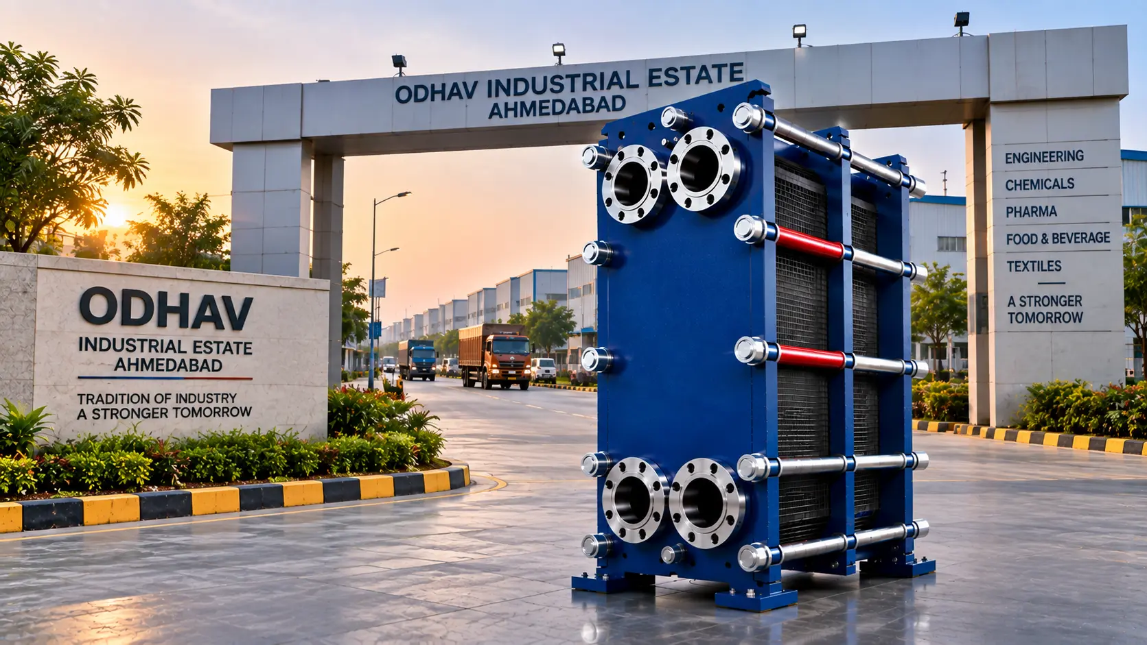 Plate heat exchanger manufacturers in Odhav — industrial unit on factory floor