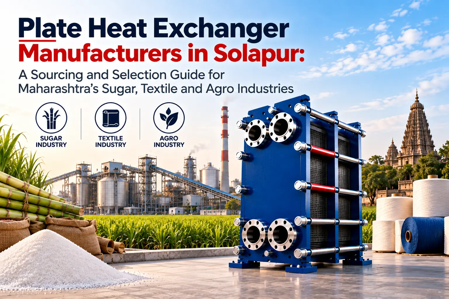 Plate heat exchanger manufacturers in Solapur - plate heat exchangers for sugar, textile, dairy and agro industries by SRJ